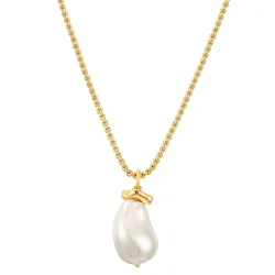 Yokoamii Halskette Metall Muschelkernperle in Gelbgold Ketten 1 ct Damen