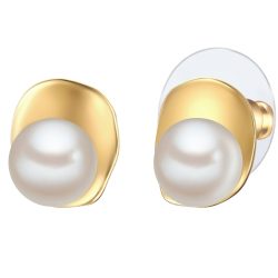 Yokoamii Ohrstecker Metall Süßwasser-Zuchtperle in Gelbgold Ohrringe 1 ct Damen