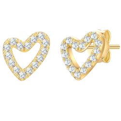 Glanzstücke München Ohrstecker Herz aus Sterling Silber in Gelbgold mit Zirkonia Ohrringe 1 ct Damen