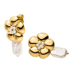 Purelei Floral Pearly Ohrringe 100% Edelstahl 1 ct Hellbraun