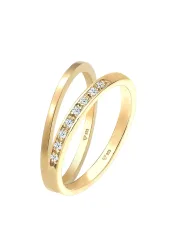Elli DIAMONDS Basic Memoire Diamant (0.04 ct) 2er Set 925 Silber Ringe 1 ct Damen