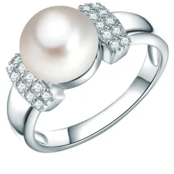 Valero Pearls Ohrstecker Sterling Silber Zirkonia Süßwasser-Zuchtperle in Silber Ringe 1 ct Damen