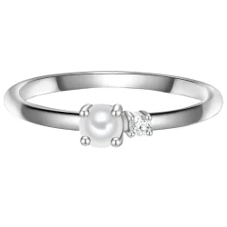 Glanzstücke München Ring Sterling Silber Zirkonia Süßwasser-Zuchtperle in Silber Ringe 1 ct Damen