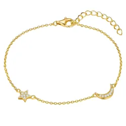Rafaela Donata Armband Mond, Stern Sterling Silber Zirkonia in Gelbgold Armbänder & Armreife 1 ct Damen