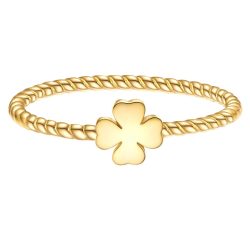 Glanzstücke München Ring Kleeblatt aus Sterling Silber in Gelbgold Ringe 1 ct Damen