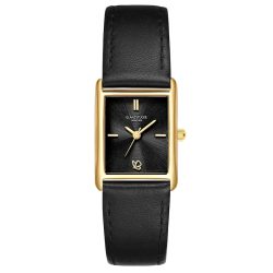 Glanzstücke München Armband-Uhr aus Echtleder in schwarz Uhren 1 ct Damen
