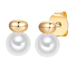 Lulu & Jane Perlen-Ohrstecker aus Metall-Legierung in gelbgold mit Muschelkernperle Ohrringe 1 ct Damen