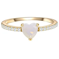 Glanzstücke München Ring Herz aus Sterling Silber in gelbgold mit Mondstein (synth.) Ringe 1 ct Damen