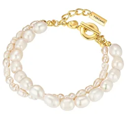 Yokoamii Armband Metall Süßwasser-Zuchtperle in Gelbgold Armbänder & Armreife 1 ct Damen