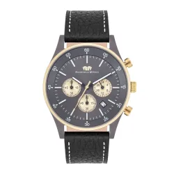 Rhodenwald & Söhne Armband-Uhr Goodwill aus Echtleder in gelbgold/anthrazit Uhren 1 ct Herren