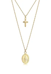 Elli - Halskette Layer Marienbild Kreuz Layer, 40cm, Gold