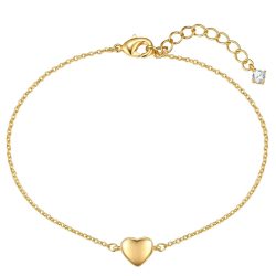Lulu & Jane Armband Herz aus Messing in gelbgold mit Zirkonia Armbänder & Armreife 1 ct Damen