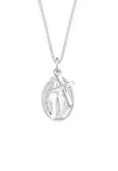 Elli - Halskette Marienbild Kreuz Anhänger, 45cm, Silber