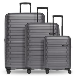Pactastic Collection 04 THE THREE SET + 4 Rollen Kofferset 3-teilig mit Dehnfalte Reisetaschen 1 ct Grau Herren