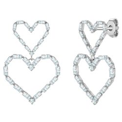 Yokoamii Ohrhänger Herz aus Messing in silber mit Zirkonia Ohrringe 1 ct Damen