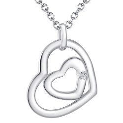 Lulu & Jane Diamant-Kette Herz Sterling Silber Diamant in Silber Ketten 1 ct Damen