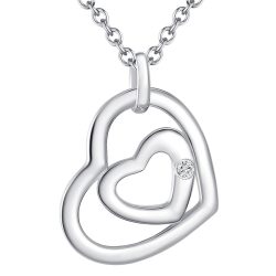 Lulu & Jane Diamant-Kette Herz Sterling Silber Diamant in Silber Ketten 1 ct Damen