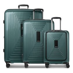 Redolz Essentials 14 4 Rollen Kofferset 3-teilig mit Dehnfalte Reisetaschen 1 ct Grün Herren