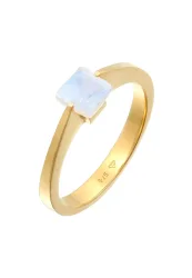 Elli, Elli - Ring Solitär Mondstein Edelstein Viereck, 58mm, Gold