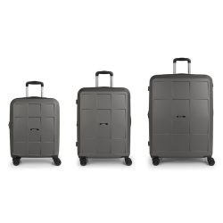 Gabol Montreal 4 Rollen Kofferset 3-teilig mit Dehnfalte Reisetaschen 1 ct Schwarz Herren