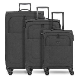 Redolz Essentials 12 THREE SET 4 Rollen Kofferset 3-teilig mit Dehnfalte Reisetaschen 1 ct Schwarz Herren