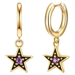 Glanzstücke München Creolen Stern aus Sterling Silber in Gelbgold mit Zirkonia Ohrringe 1 ct Damen