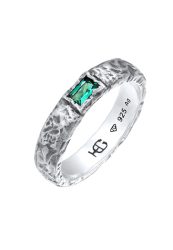 Haze & Glory Synthetischer Smaragd Grün 925 Sterling Silber - Envy Ringe 1 ct Herren