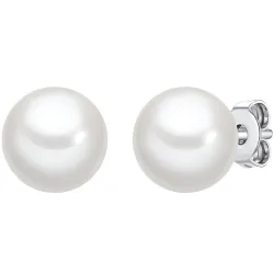 Lulu & Jane Perlen-Ohrstecker Messing Muschelkernperle in Silber Ohrringe 1 ct Damen