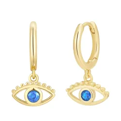 Glanzstücke München Creolen Allsehendes Auge aus Sterling Silber in Gelbgold mit Zirkonia Ohrringe 1 ct Damen