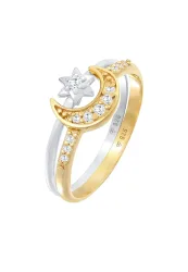 Elli - Ring Stern Mond Zirkonia Stapelring 2Er Set, 54mm, Multicolor