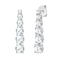 Lulu & Jane, Lulu & Jane - Ohrhänger Messing Zirkonia, 33mm, Silber