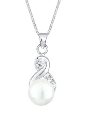 Elli Elli Halskette Infinity Perle Kristalle 925 Silber Ketten 1 ct Damen