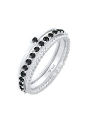 Elli - Ring Stapelring Kristalle 3Er Set, 62mm, Silber