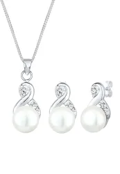 Elli - Schmuckset Infinity Perlen Kristalle, Silber