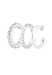 Elli - Ohrringe Earcuff 3Er Set Kugel Geo Minimal, One Size, Silber