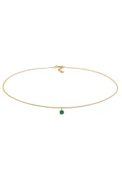 Elli Elli Halskette Choker Synthetischer Smaragd 925 Silber vergoldet Ketten 1 ct Damen