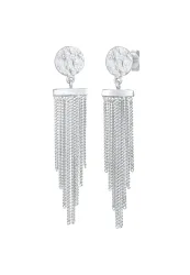 Elli - Ohrringe Plättchen Ketten Look Elegant, One Size, Silber