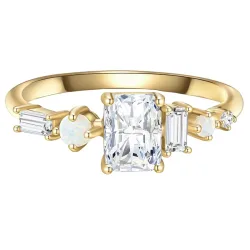 Glanzstücke München Ring aus Sterling Silber in gelbgold mit Zirkonia und Opal Ringe 1 ct Damen