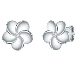 Lulu & Jane - Diamant-Ohrstecker Blume, 10mm, Silber