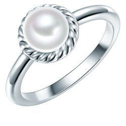 Valero Pearls Ring Sterling Silber Zirkonia Süßwasser-Zuchtperle in Silber Ringe 1 ct Damen