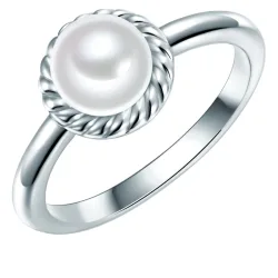 Valero Pearls Ring Sterling Silber Zirkonia Süßwasser-Zuchtperle in Silber Ringe 1 ct Damen