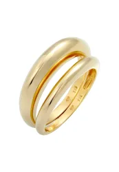 Elli - Ring Bandring Basic Klares Design 2Er Set, 52mm, Gold