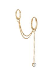 Elli Ear Chain Creolen Modern 925 Silber vergoldet, mit Kristallen von Swarovski® Ohrringe 1 ct Damen