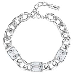 Yokoamii Armband aus Messing in Silber mit Glas Armbänder & Armreife 1 ct Damen