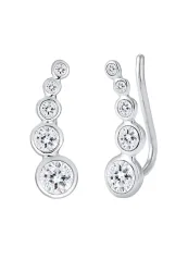 Elli - Ohrringe Earclimber Kristalle, One Size, Silber