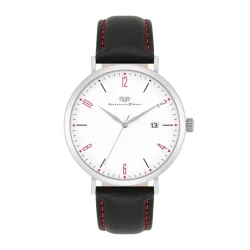 Rhodenwald & Söhne Quarzuhr Arakon II Silber Echtleder in Schwarz Uhren 1 ct Herren