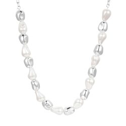 Lulu & Jane Perlen-Kette aus Messing in versilbert mit Glasperle Ketten 1 ct Damen