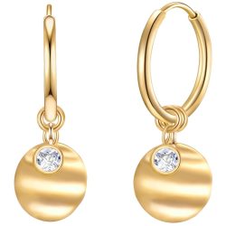 EASTSIDE Creolen Edelstahl Zirkonia in Gelbgold Ohrringe 1 ct Damen