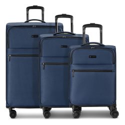 Bugatti Valencia Soft 4 Rollen Kofferset 3-teilig mit Dehnfalte Reisetaschen 1 ct Violett Herren