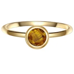 Glanzstücke München Ring aus Sterling Silber in gelbgold mit Tigerauge Ringe 1 ct Damen